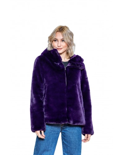Γυναικείο Μπουφάν από Συνθετική Γούνα Purple Κωδ:1222D3005