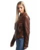 Erika Γυναικείο Αυθεντικό Δερμάτινο Biker Μπουφάν Brown